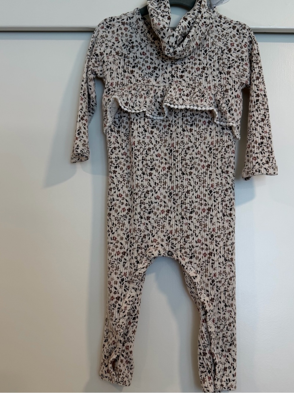 Toddler Floral Ruffle One-Piece Romper - Cream